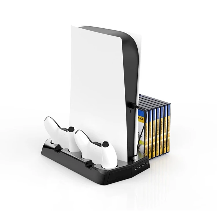 

For PS5 3 In 1 DE/UHD Host Multi-function Charging Cooling Fan Base + Game Disc Storage Tray+ Handle Base Charger Bracket