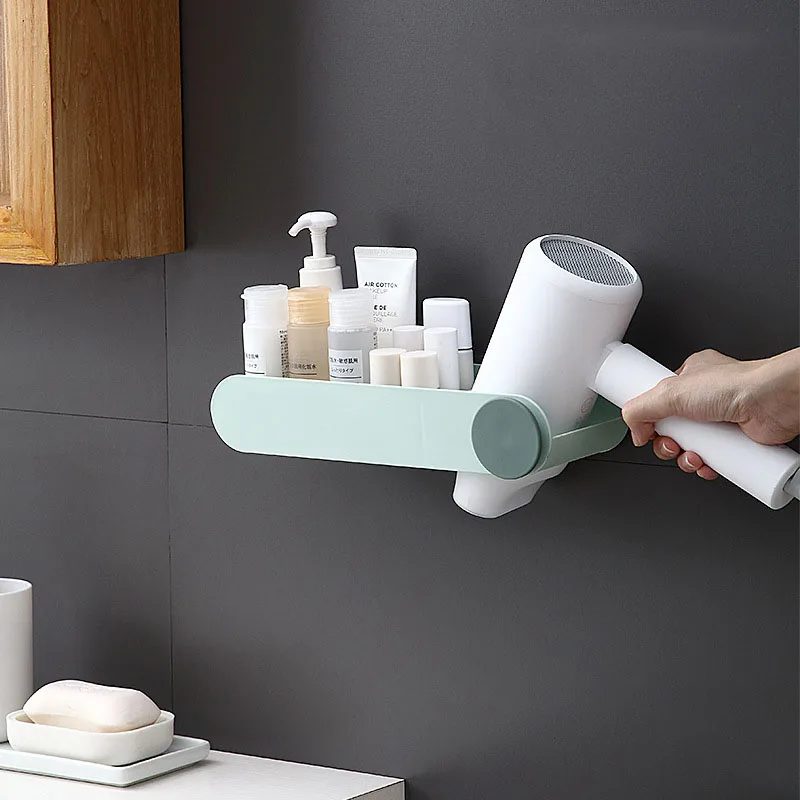 

Creative Hair Dryer Storage Rack No Hole No Mark Hair Dryer Rack Multi-functional Bathroom Shelf