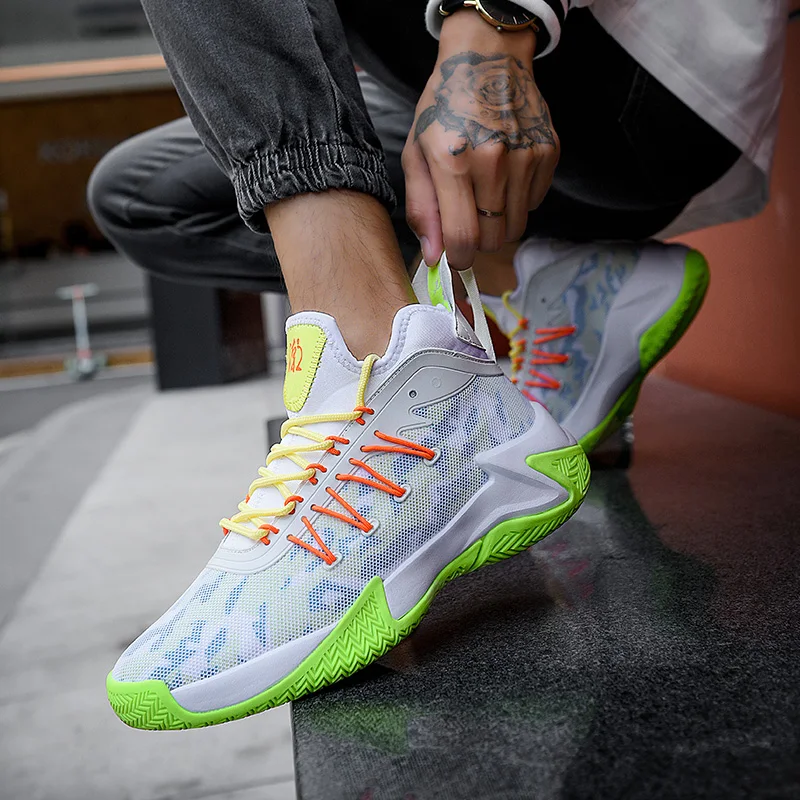 Дышащая амортизирующая Нескользящая светильник Мужская баскетбольная обувь