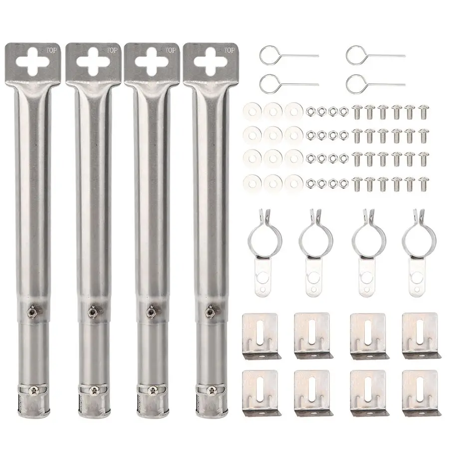 

4 Pcs Adjustable Telescopic Stainless Steel BBQ Grill Pipe Tube Burners BBQ Grill Parts Replacement Camping Tool