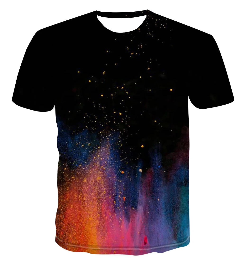 

New Summer Purple Galaxy Tshirt Men's Space 3D Printing T shirt Universe Short Sleeve Print Shirt Fun Casual Tops O Collar