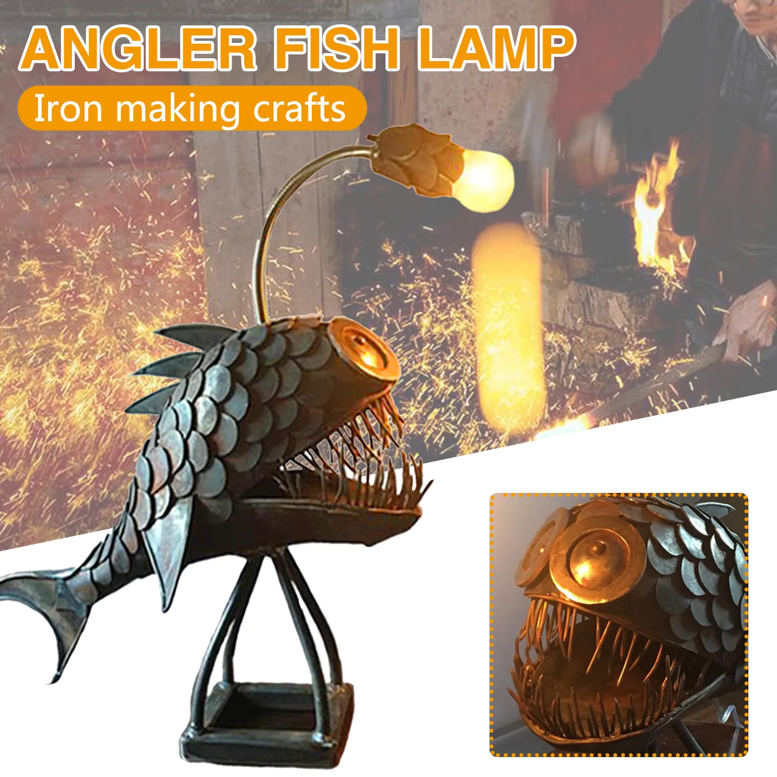 

Usb Angler Lamp Sharks Lamp Handmade Unique Lamp Led Light Kid Child Gift Night Light Home Room Decor Light 2021