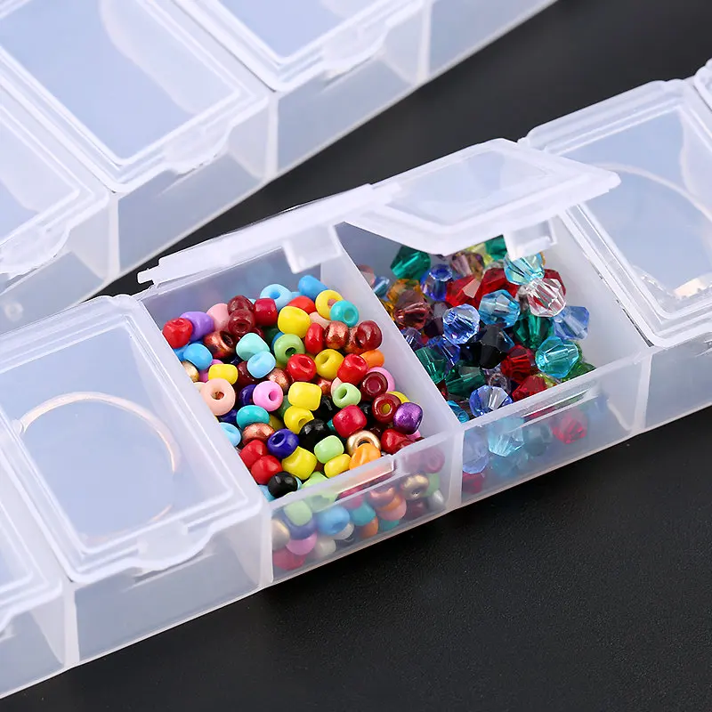 

5pcs 7 slots rectangle Jewelry Container Compartment Plastic Storage Box Case jewelry box for Beads earrings packaging & display