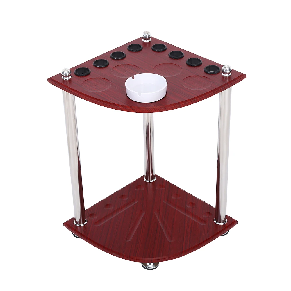 

Professional Wood Billiard Cue Pool Rack Sticks Balls Storage Floor Stand Space Saving with Ashtray Accessory