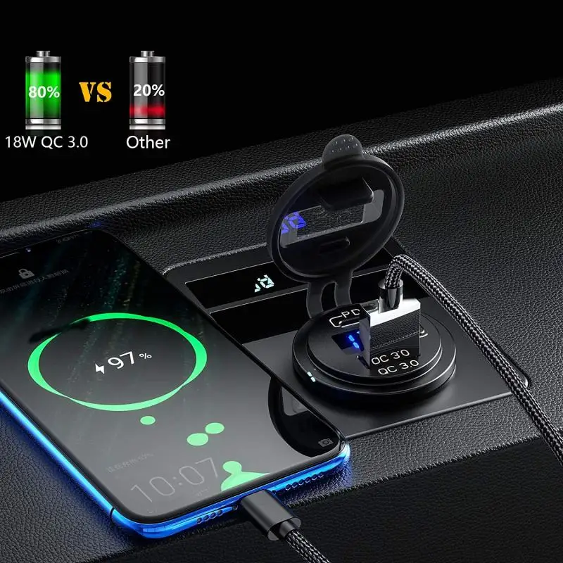 PD Type C USB переключатель автомобильного зарядного устройства QC 3 0 быстрое зарядное