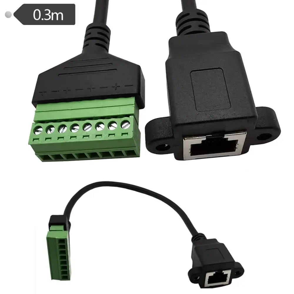 

RJ45 8p8c Female To 8Pin UTP DVR Cable AV CCTV Ethernet Extender Screw Terminal Connector Splitter 30cm Solderless For Cat5 6 7