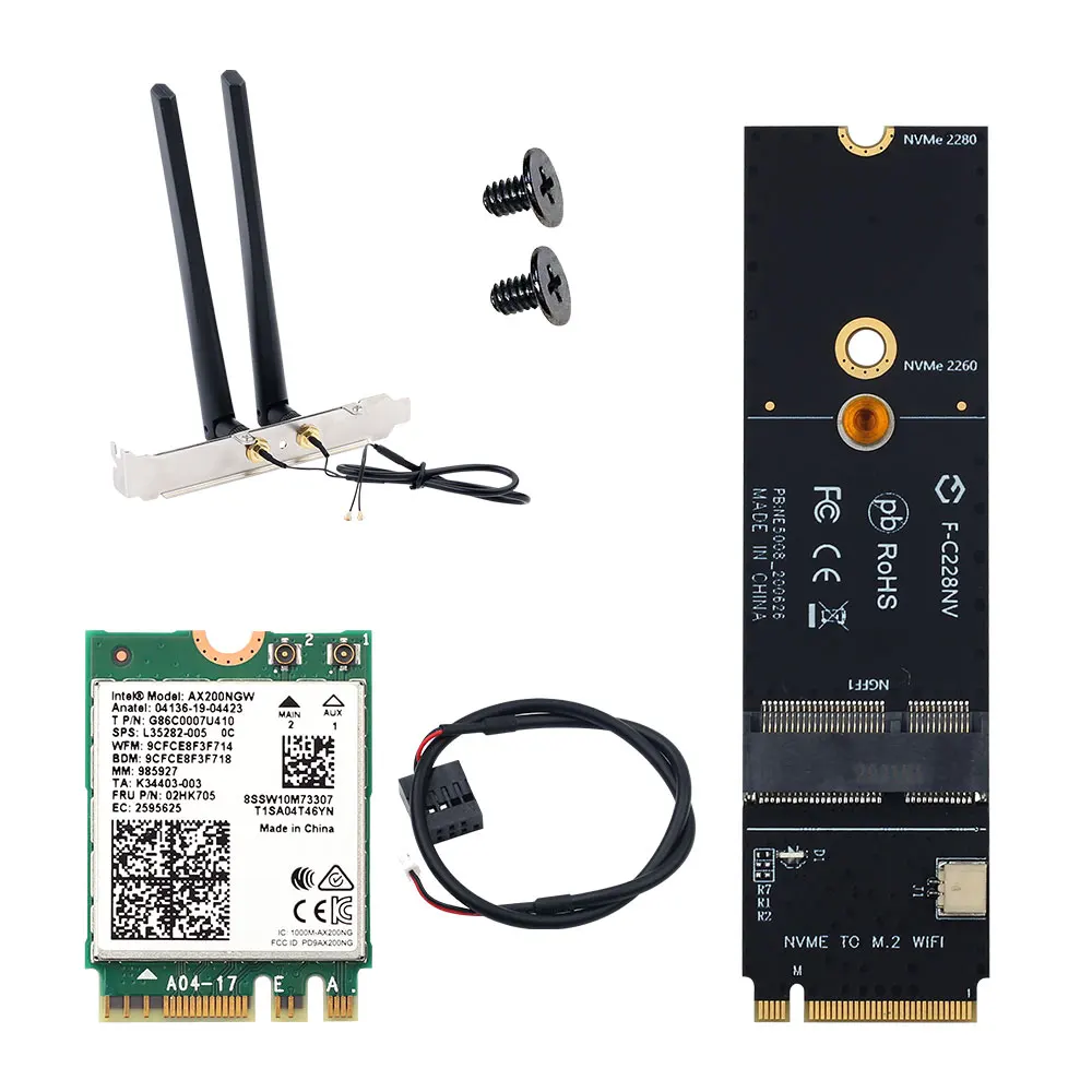 Для Wi-Fi 6 Intel AX200 беспроводная карта 802.11ax/ac M.2 A + E ключ к M NVMe SSD порт Bluetooth 5 1 сетевой