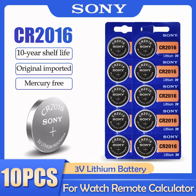 10 шт./лот Sony CR2016 CR 2016 DL2016 LM2016 BR2016 ECR2016 3V литиевая батарея для часов калькулятор