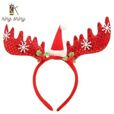 

Lovely Santa Elk Christams Headband for Woman Elegant Snowflake Xmas Hat Shape Sequin Hairband Christmas Hairband Gift for Girls