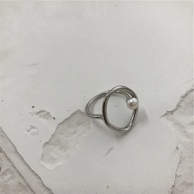 AOMU Модные женские Кольца из металла, золотого, серебряного цвета, геометрический круглый искусственный жемчуг, вечерние кольца, Свадебный комплект ювелирных изделий - Окраска металла: 2