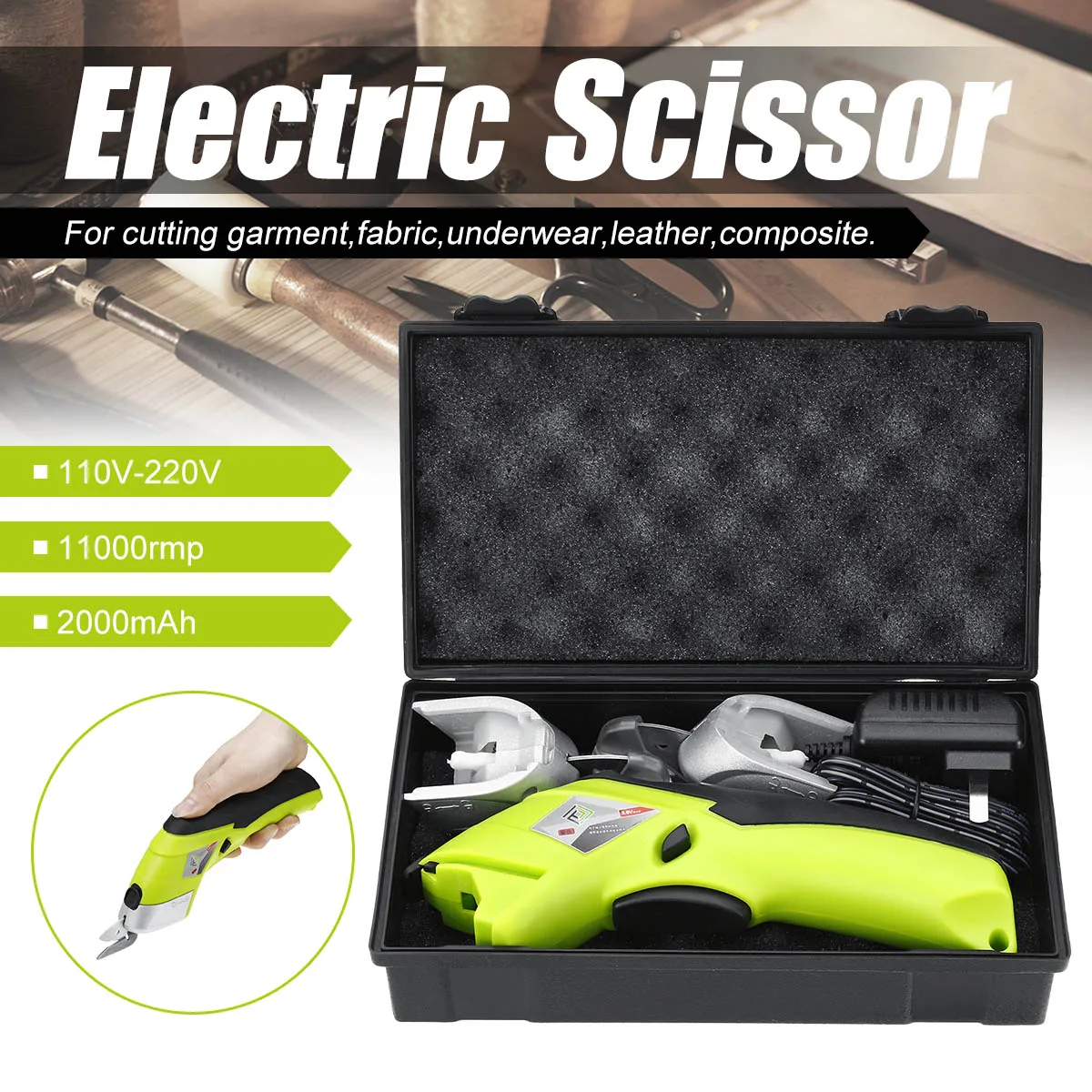 

110V-220V Cordless Electric Scissors Chargeable Multipurpose Fabric Sewing Scissors Handheld Hand Tools Electric 235x40x80mm