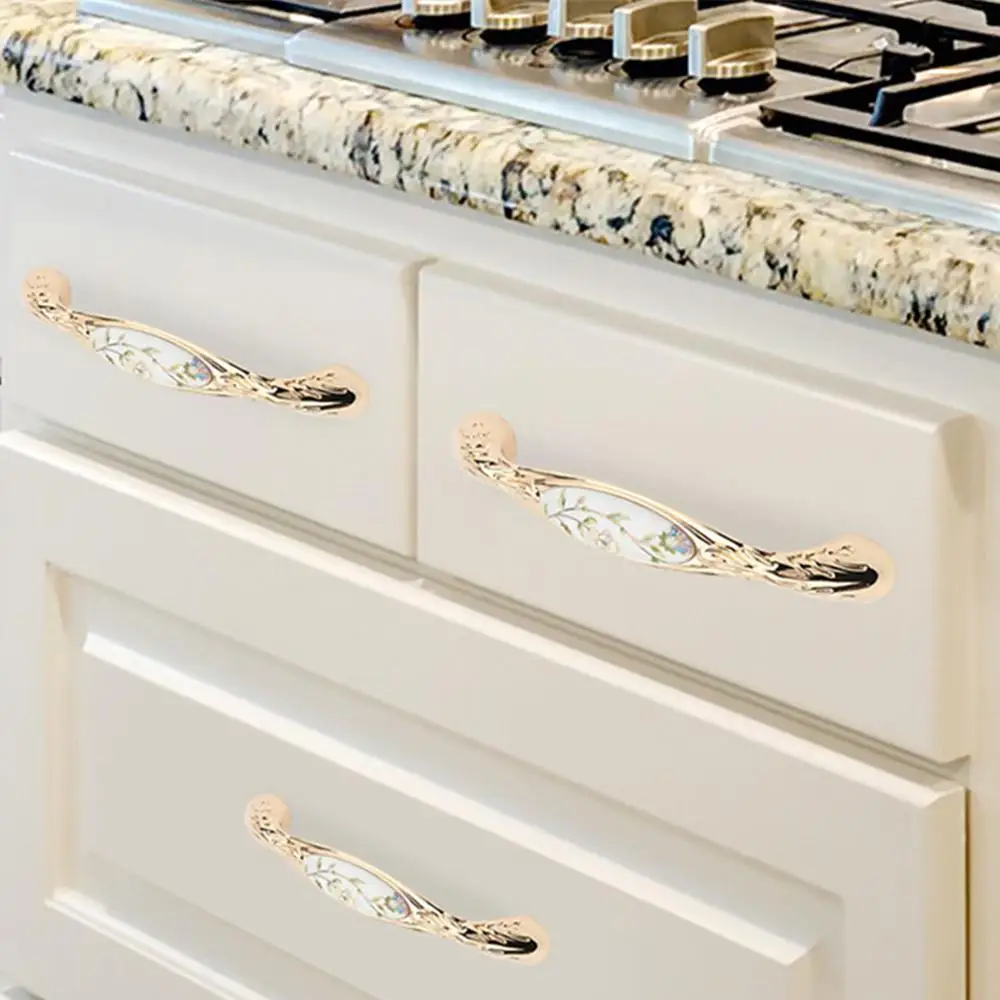 Ручка двери шкафа Европейская керамическая ручка 96 Золотой Американский ящик