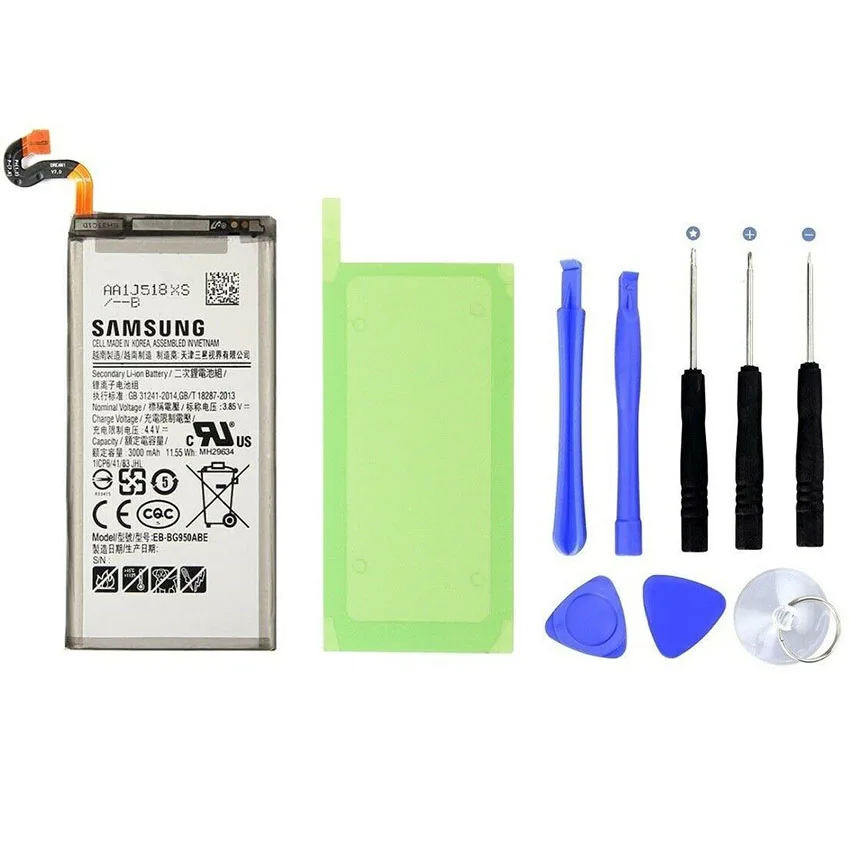 

Original Battery For SAMSUNG Galaxy S8 G950 EB-BG950ABE 3000mAh Samsung G9500 SM-G950U G950A G950F Replacement Adhesive Tools