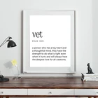 Ветеринар определение печать ветеринарный Подарок Современная ветеринарная Настенная картина холст живопись черный белый постер ветеринар офисный Декор