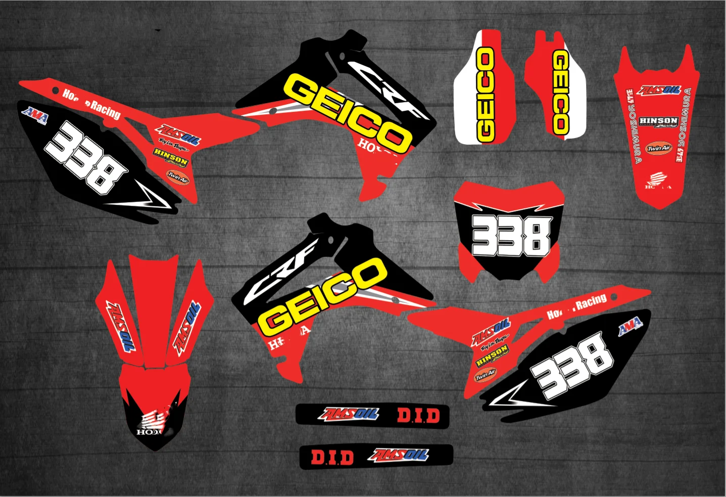 Бесплатные пользовательские цифры 3M наклейки графика для HONDA CRF 250 CRF250 2017 2016 2015 2014