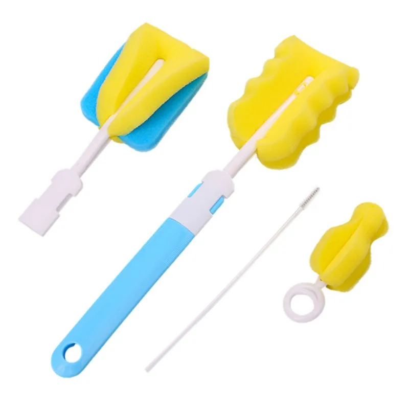 4PCS-L 7 шт = 1 Набор детская бутылка чистый набор губка пластиковая стеклянная чашка для молока воды Чистая бутылочка для кормления Соска-пустышка очиститель соски - Цвет: 4PCS-L