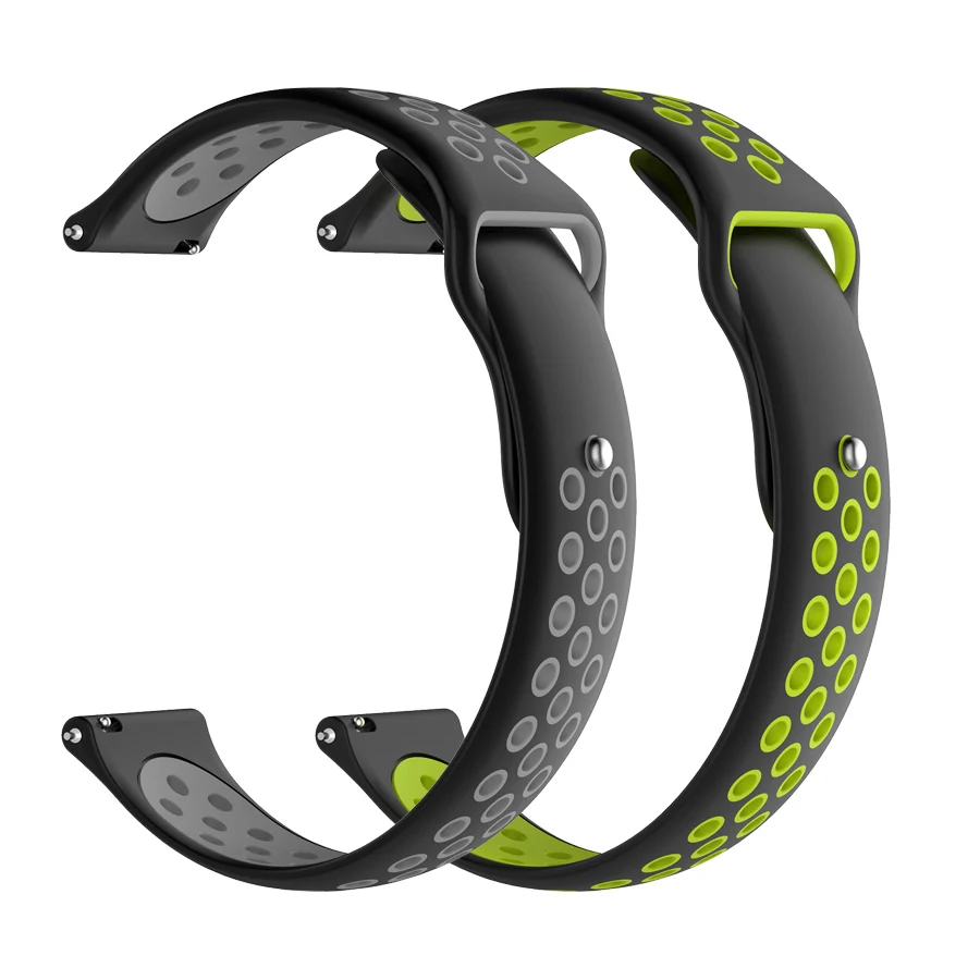 2 шт./упак. силиконовые ремешки для часов Ремешок для Huami Amazfit Bip наручный ремешок для часов для amazfit pace stratos 2s GTS GTR 42/47 мм браслет - Цвет: blackgray-blackgreen