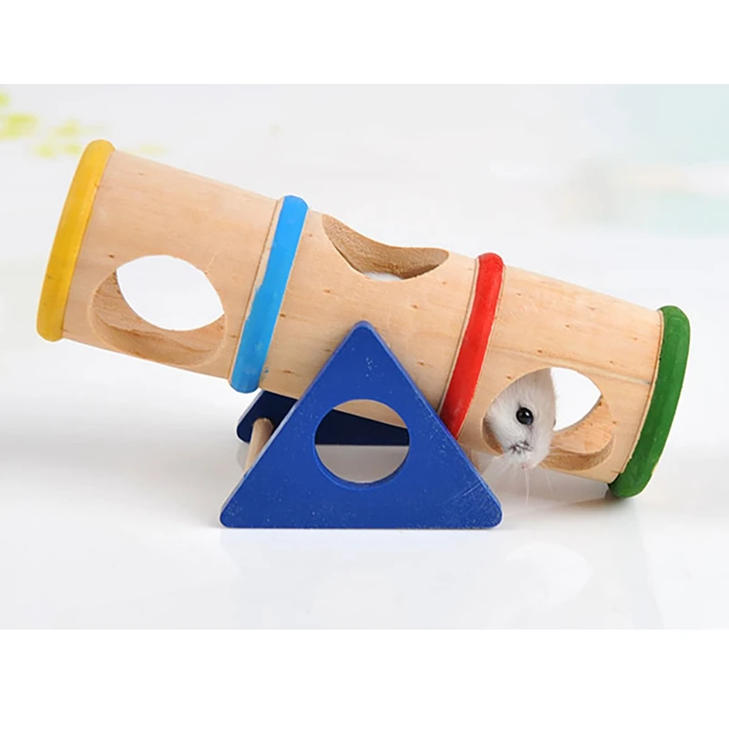 Hamster Wood Toys Upturned Bucket Seesaw Tunnel Tube Small Pet Wooden Toy | Дом и сад