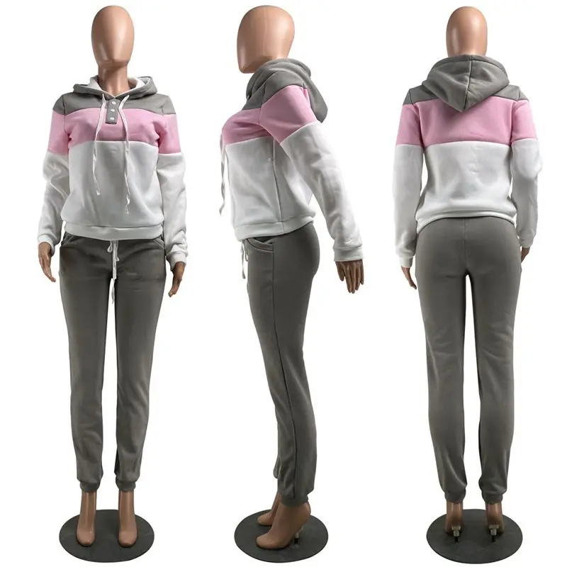 

ZKYZWX Thicken Two Piece Tracksuit Set Long Sleeve Hoodies and Sweatpants Lounge Wear Matching Sets for Winter Clothes Women