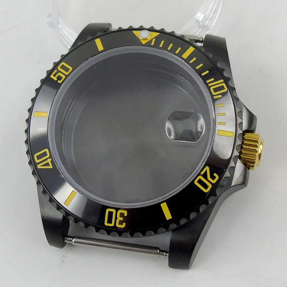 

Fit NH35 NH36 Automatic Movement Gold Black Coated 40mm Watch Case Sapphire Glass
