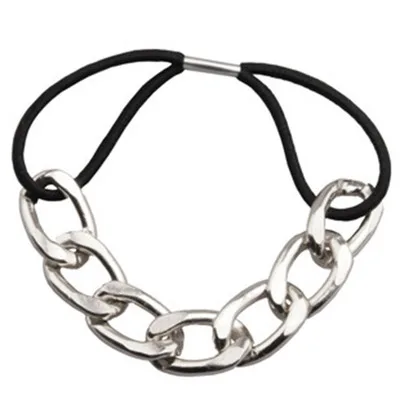 Silver Корейские аксессуары для волос, резинка для волос, металлическая цепочка, бохо Шапка-тюрбан, головной убор, резинки для женщин и девушек, эластичная повязка для волос - Цвет: Silver