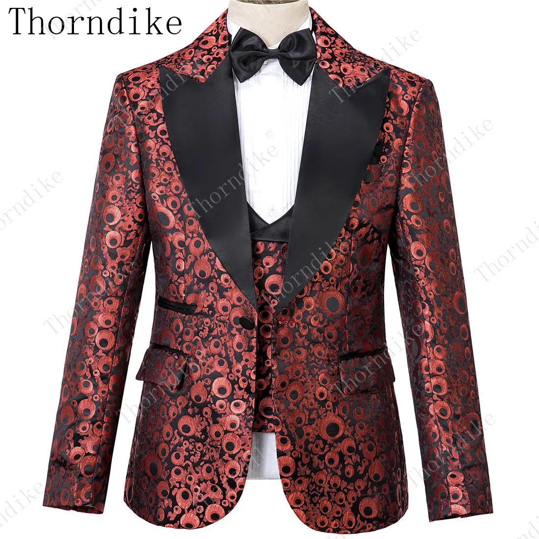 Thorndike красный круглый высококачественный пиковый отворот лучший продавец костюм