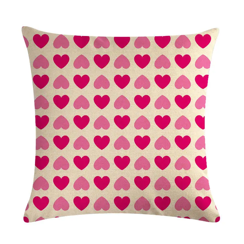 Pillow Case Pink Heart Print Series Linen Cushion Cover Pillowcases In Decorative Bedding Kussenhoes 45x45cm Throw | Дом и сад