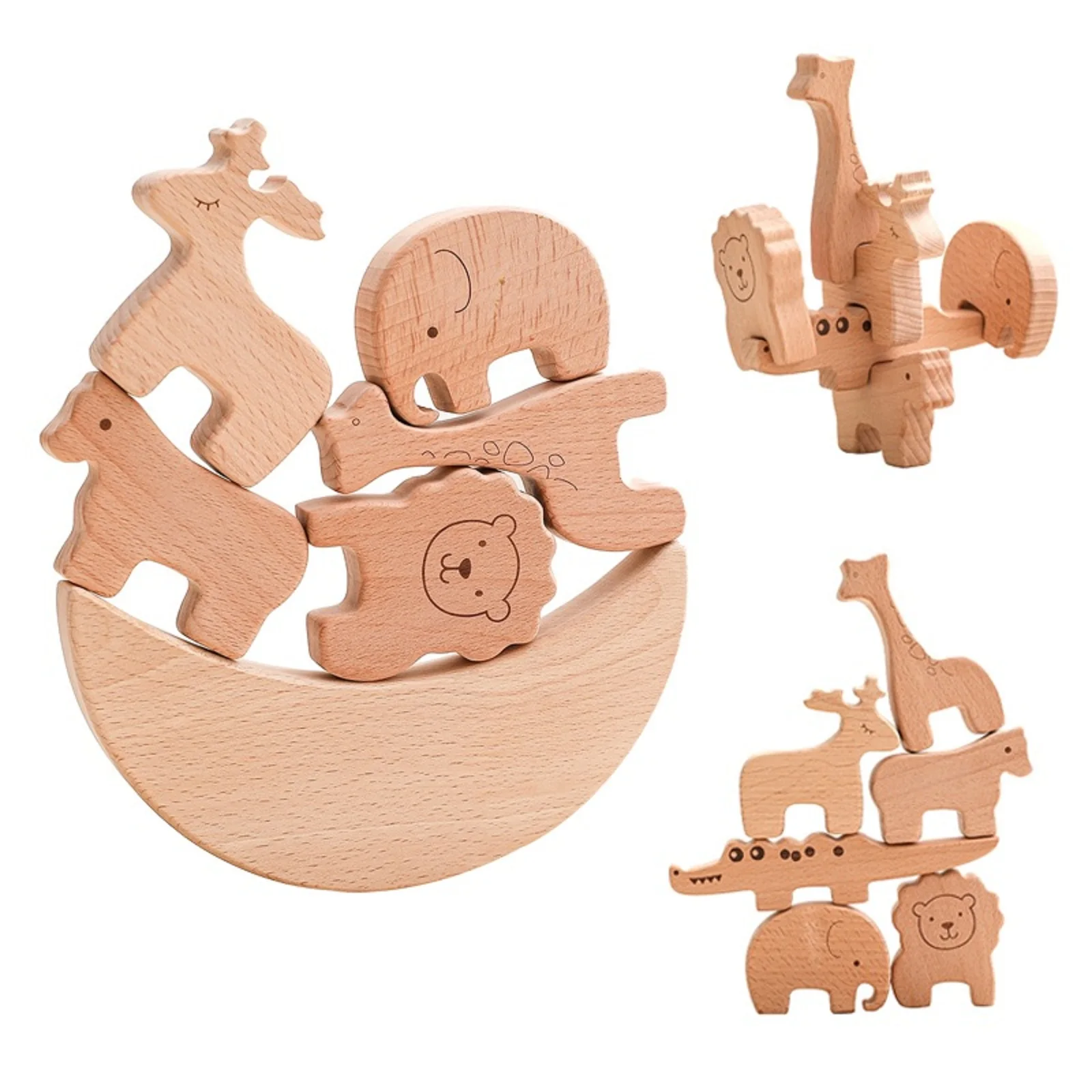 

Baby Wooden Blocks Animal Stacking Building Block Toy Balance Constructor Blocks Game Montessori Jenga Puzzle Toys Gift