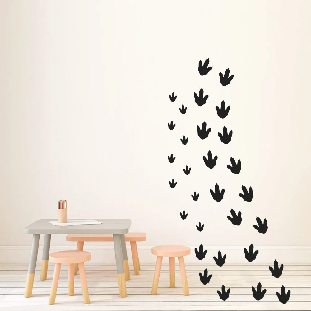 

Kids Room Boys Bedroom Nursery Decals Wall Art Sticker Vinyl Cartoon Dinosaur Footprints Wall Sticke Home Decor#001