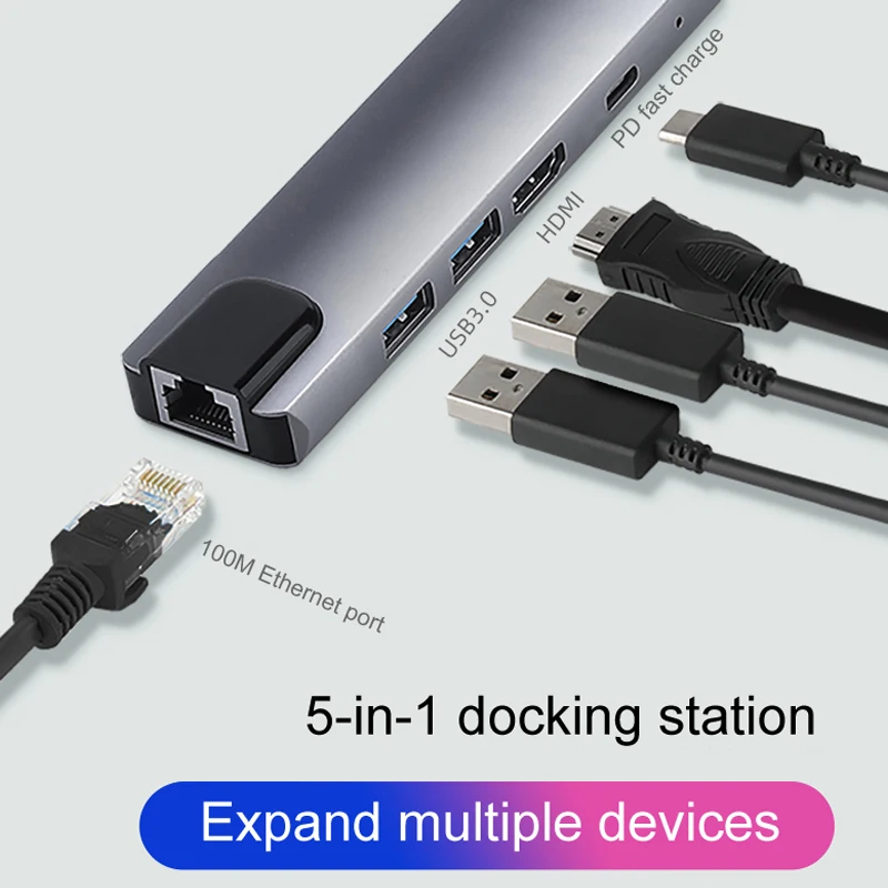 

USB-концентратор Тип C на Multi USB 3,0 HUB HDMI 4k RJ45 Lan Ethernet PD быстрое зарядное устройство адаптер док-станция для MacBook Pro док-станция