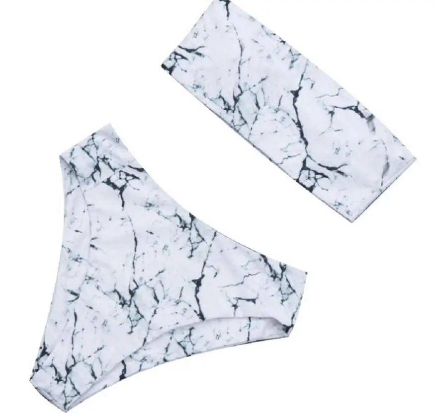 

2021 Summer Bikini Set Marble Printed Bathing Suit Women Female Push Up High Waist Swimsuit Mayo Lady Swimwear Free shipping