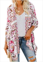 2021 beach coat womens medium length cardigan long sleeve printed kimono smock thin sunscreen summer cardigan shirt coat