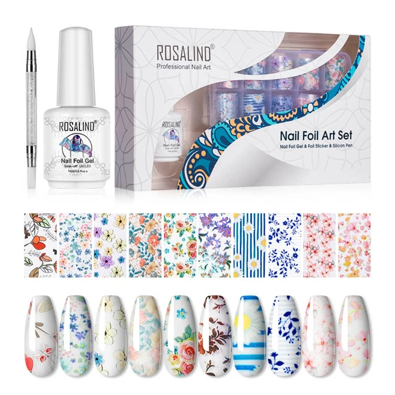 

1 Set Nail Foil Flower Starry Sky Paper Full Wrap Nails Art Polish Transfer DIY Manicure Decoration Decals