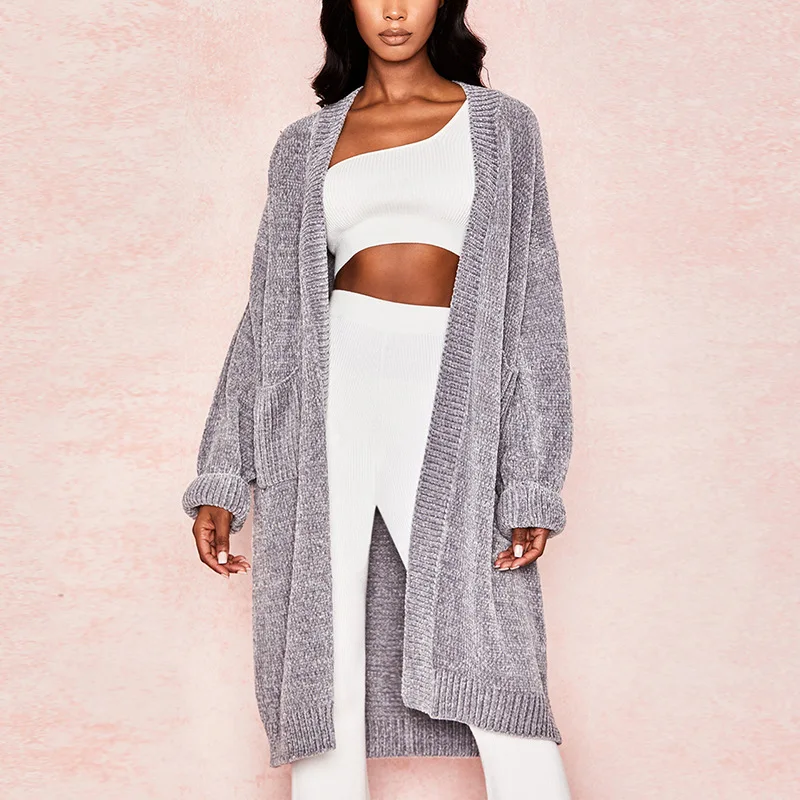 

VANOVICH 2022 European New Women Sweater Autumn and Winter Fashion Solid Color Ladies Sweaters Knitted Cardigan Women Clothing