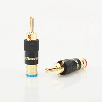 4pcs 24k gold plated banana speaker plug screw lock 10mm cable wire connector