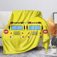 toaddmos yellow school bus cartoon kids warm fleece blanket throw blanket on bed sofa bedding premium thin quilt for adult 2020