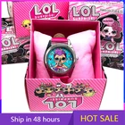 Оригинальные детские часы LOL Surprise Dolls Аналоговые кварцевые наручные часы с ремешком из искусственной кожи Мультяшные часы для девочек Подарки на день рождения рандомные 1 шт.