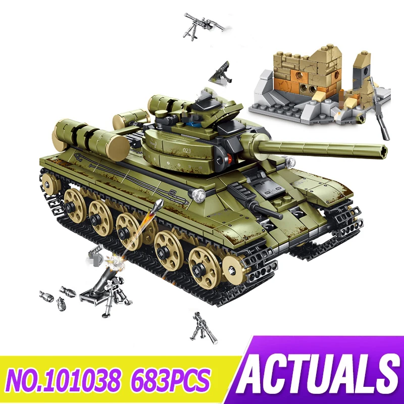 

SEMBO 101038 Soviet Union T-34 Tank Assembled Modular Building Blocks Bricks Model Children's Educational Toy Birthday Gift