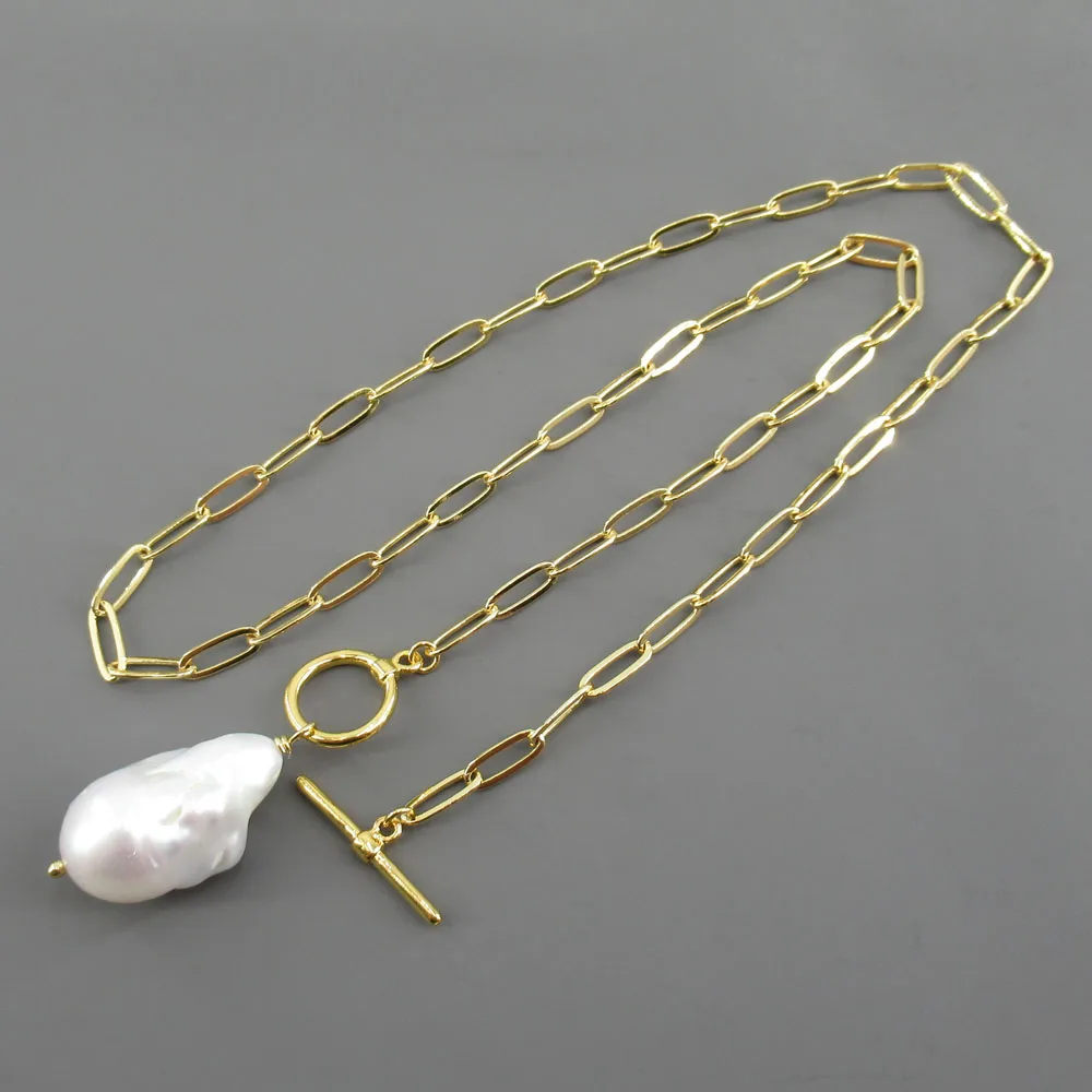 Цепочка женская с натуральным культивированным жемчугом, 52 см