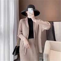 miyake pleated jacket womens plus size autumn 2021 new fashion and comfortable temperament was thin casual long sleeved suit