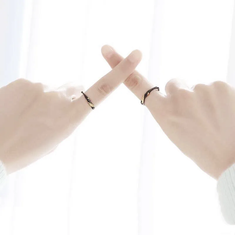 Креативное кольцо с черными чернилами из бамбука золотые кольца листьями для