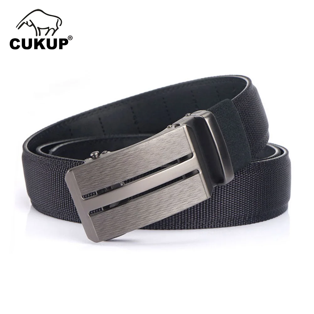 CUKUP Men's High Quality Nylon Belts for Men Formal Styles Design Hollowed Buckles Metal Jeans Accessories 3.5cm Width CBCK245