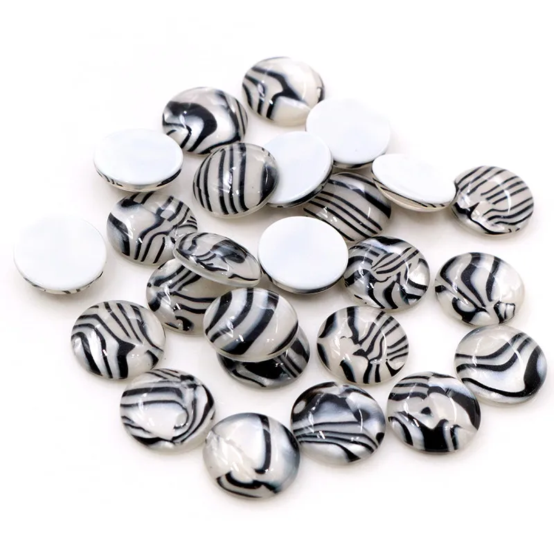 

New Fashion 40pcs 12mm zebra Style Color Flat Back Resin Cabochons Cameo G7-42