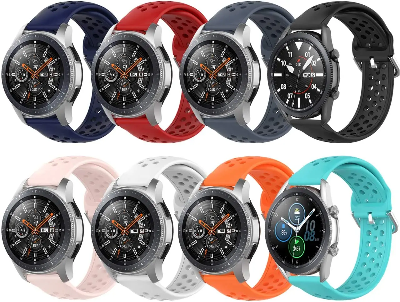 

Ремешок сменный для Samsung Gear S3 Frontier / Samsung Galaxy Watch 3 45 мм, мягкий силиконовый Воздухопроницаемый браслет для Huawei GT, 22 мм