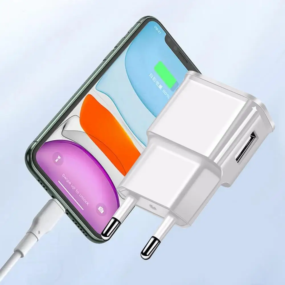 

Phone Charger Universal Stable Output ABS US/EU Plug 5V2A Fast Charging USB Adapter for Travel