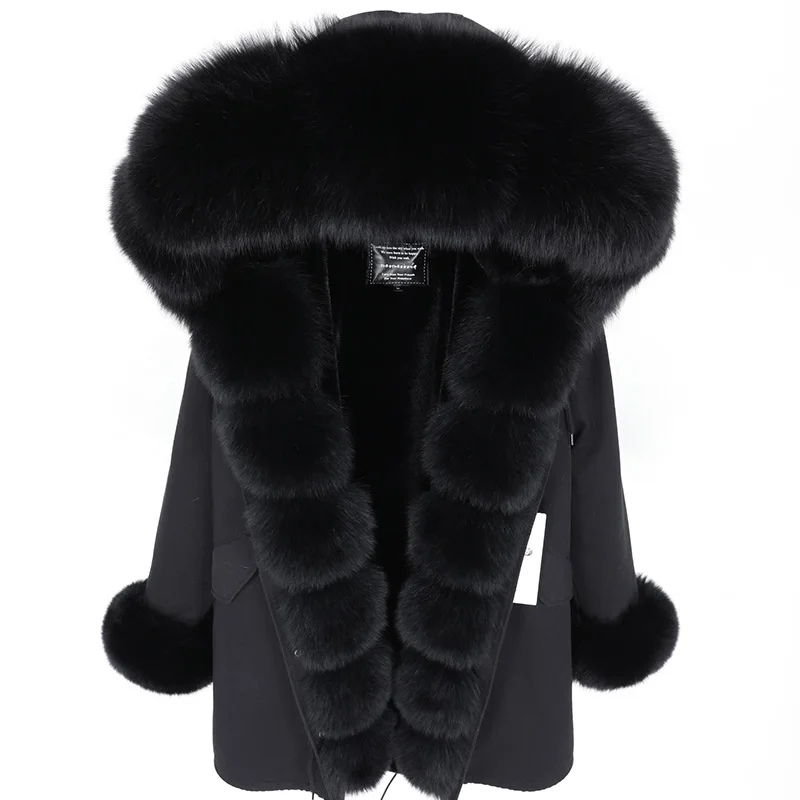 

Real Fox fur Jacket Hooded Woman parkas Winter warm Coat Women's jacket