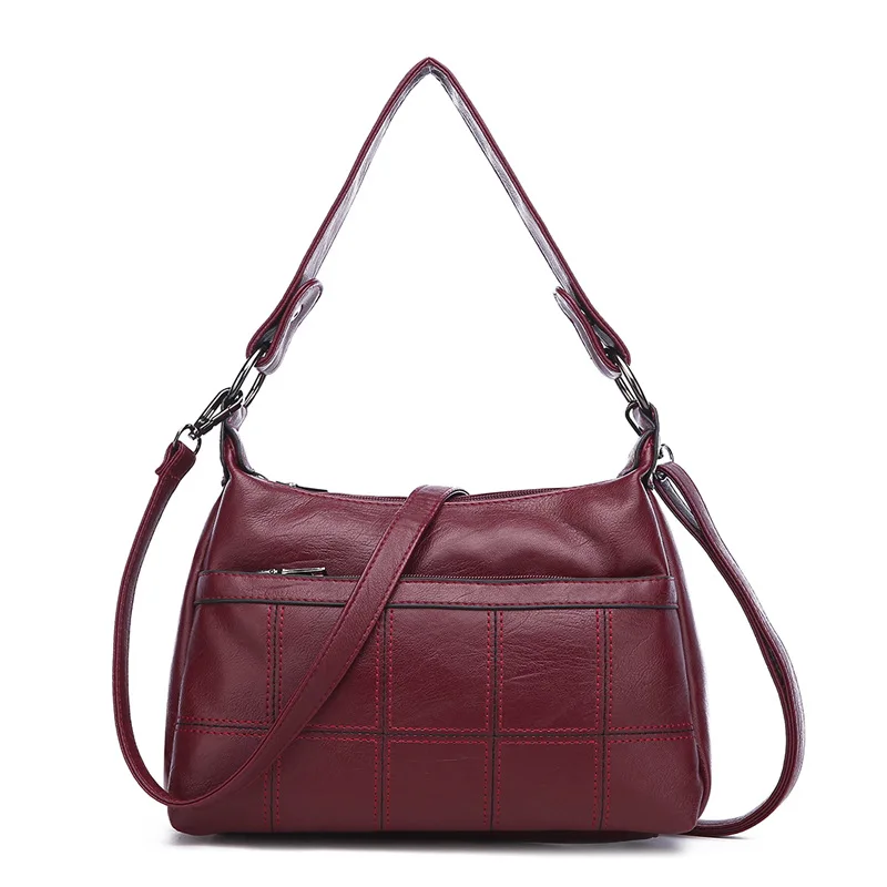 

2021 new casual fashion mom bag stitching PU women's bag shoulder diagonal handbag