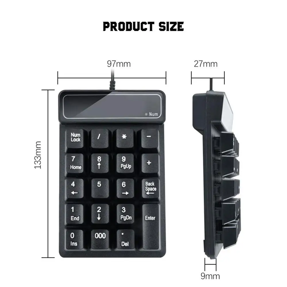 2 в 1 мини клавиатура с цифрами 19 клавиш USB Проводная цифровая Механическая