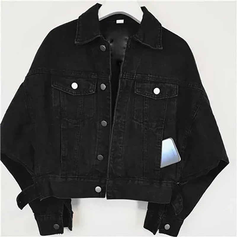 Однотонные однобортные джинсовые куртки 2021 весна-осень уличная одежда с