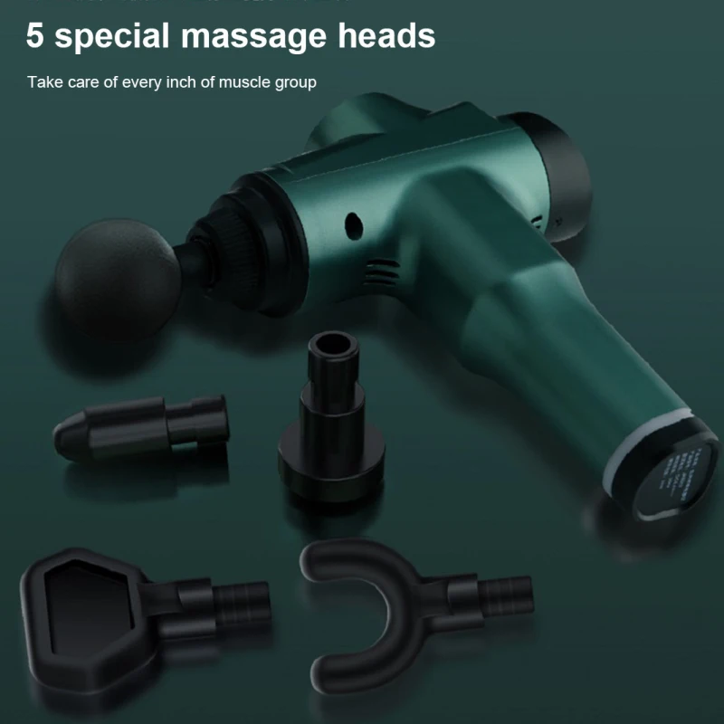 

6 Gears Massage Gun Rechargeable Deep Muscle Vibration Relaxer Fitness Equipment Massage Stick Pain Relief Fascia Gun + 5 Heads
